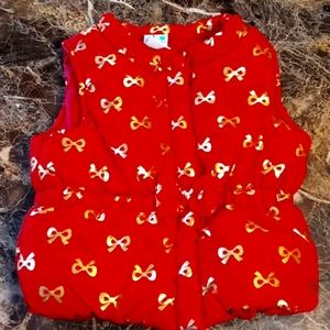 Red Healthtex baby sleeveless puffer jacket